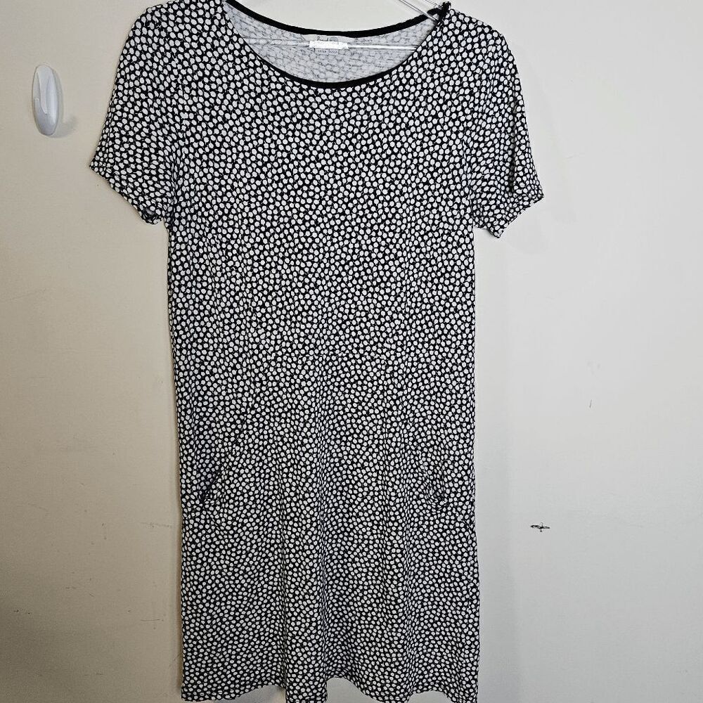 Boden Cotton Shift Casual Seam Detail Floral Summer Pocket Dress Women's Black/W